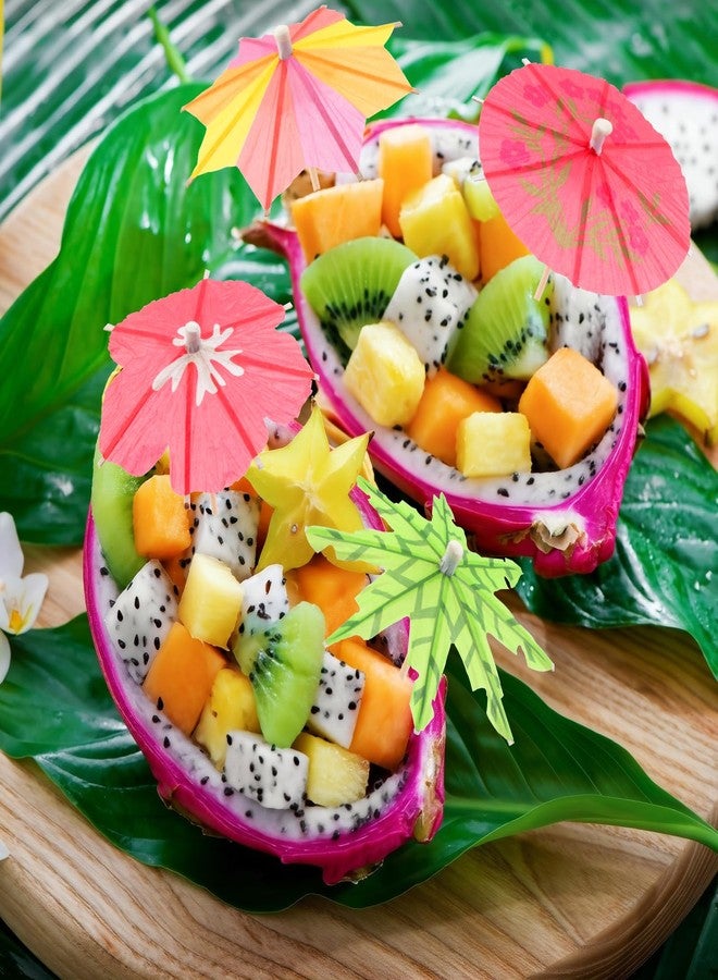 Notoke [4 Styles] Cocktail Drink Umbrellas Picks Toothpicks - 70PCS Colorful Variations Cocktail Picks with Wooden Sticks | Mini Paper Parasols for Tiki Luau & Hawaiian Party Decorations Beverage Garnish - Image 5